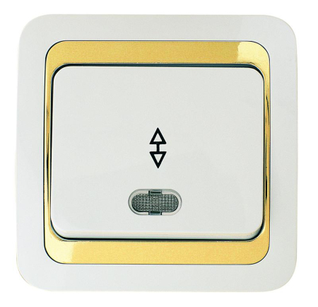 Выключатель проходной Mimoza с подсветкой с зол. вставкой Makel 12225