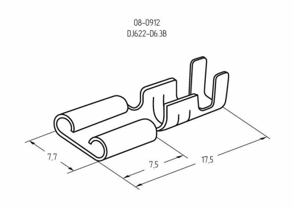 Клемма плоская (гнездо-7.7мм) 1-1.5кв.мм (DJ622-D6.3B) Rexant 08-0912