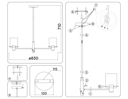 Люстра на штанге Ambrella Light LH57043