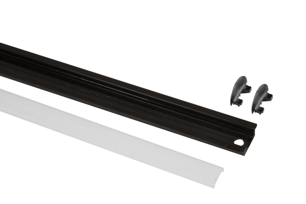 Профиль Geniled для светодиодной ленты врезной  Black 22x7x1000 М16 с заглушками и рассеивателем