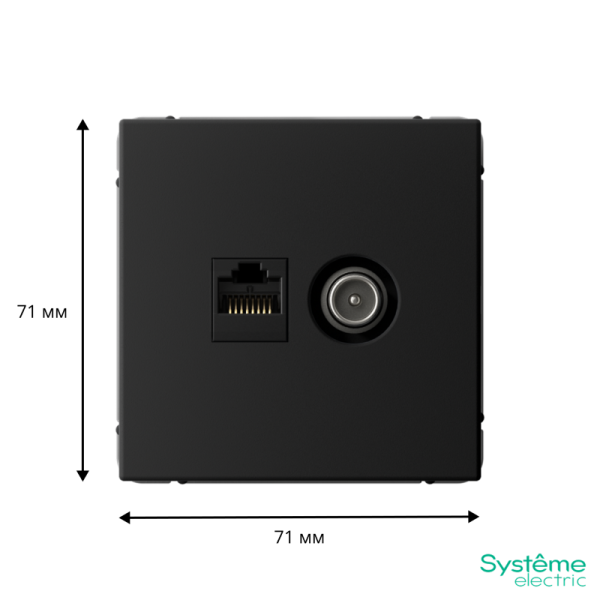 Розетка компьютерная + телевизионная 2-м ArtGallery RJ45 + TV кат.5E карбон SE GAL001089