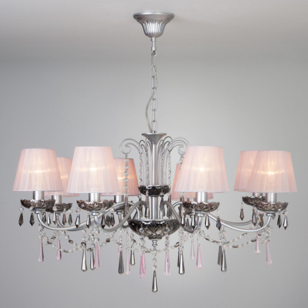 Подвесная люстра Eurosvet 10086/8 серебро/дымчатый хрусталь Strotskis