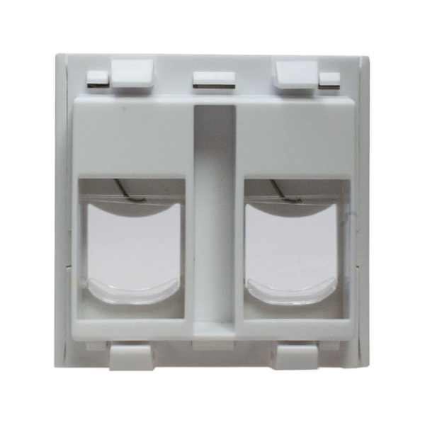 Панель лицевая 2 порта 45х45 Keystone шторки откидное маркировочное окно SUPRLAN 10-0302