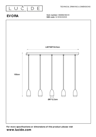 Подвесной светильник LUCIDE 45406/05/41