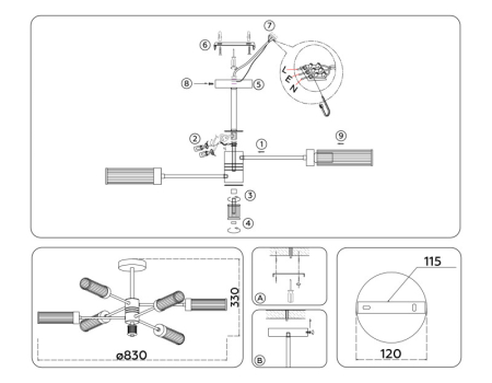 Люстра на штанге Ambrella Light LH55161