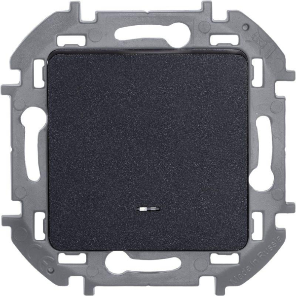 Переключатель 1-кл. Inspiria 10А IP20 250В 10AX с подсветкой/индикацией механизм антрацит IEK 673663