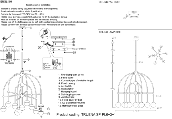 Crystal Lux Люстра Crystal Lux TRUENA SP-PL6+3+1 NICKEL