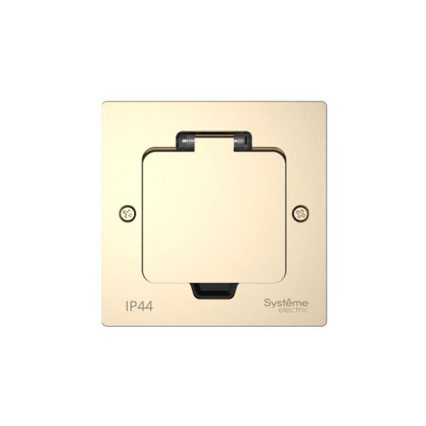 Лючок MultiDesk MDK21 с розеткой 2P+E 16А 250В IP44 с монтажной коробкой для стены фальшпола стола никель SE MDK21102NA