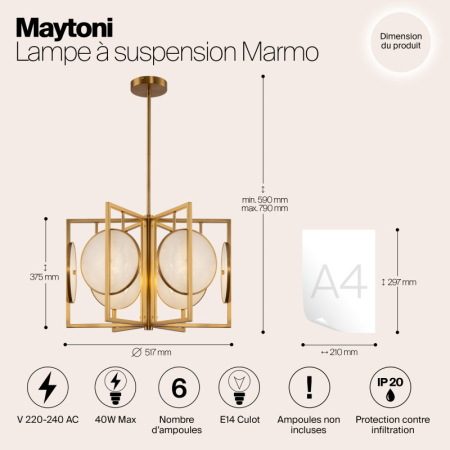 Люстра на штанге Maytoni MOD099PL-06G