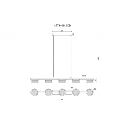 Подвесная люстра iLedex 4778-90 MBK+SGD