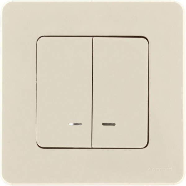 Выключатель 2-кл. Inspiria 10А IP20 250В 10AX с подсветкой/индикацией механизм сл. кость IEK 673631