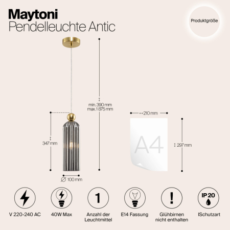 Подвесной светильник Maytoni MOD302PL-01GR