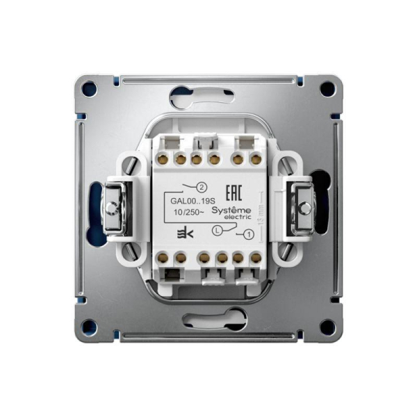 Выключатель для жалюзи 2-кл. ArtGallery 2х (сх. 4) 10А быстрозажим. клем. механизм аквамарин SE GAL001119S