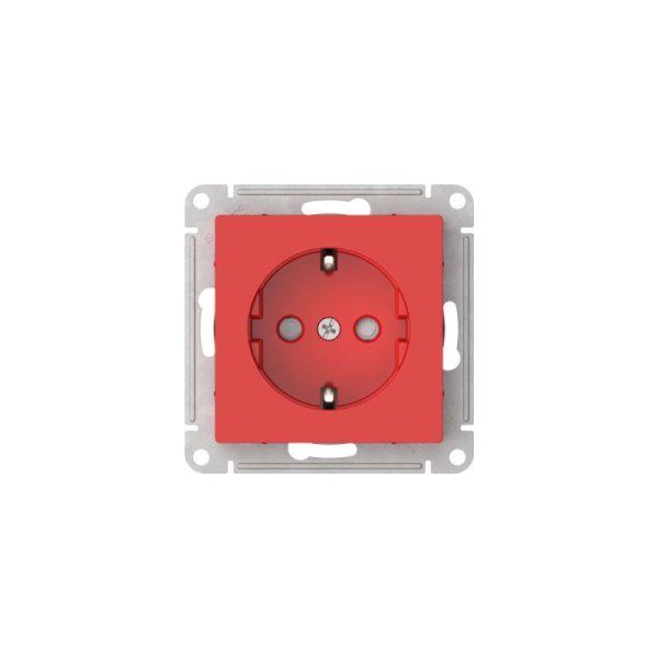 Розетка AtlasDesign 16А с заземл. защ. шторки быстрозажим. клем. механизм красн. SE ATN002045S