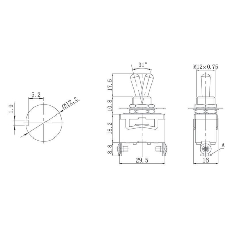 Тумблер 250В 15А (2с) ON-OFF 1п (KN-101) Rexant 36-4110