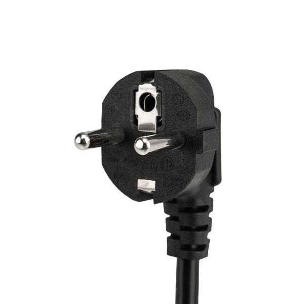 Шнур сетевой, вилка угловая СЕЕ 7/7(Schuko) - разъем IEC 320 C13, кабель 3x0,75 мм², длина 1,8 метра (PE пакет) REXANT