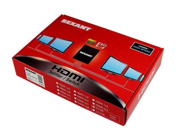 Делитель гнездо HDMI на 8 гнезд HDMI, металл REXANT