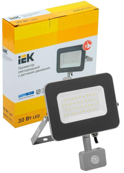 Прожектор светодиодный СДО 07-30Д 30Вт 6500К IP54 с датчиком движ. сер. IEK LPDO702-30-K03