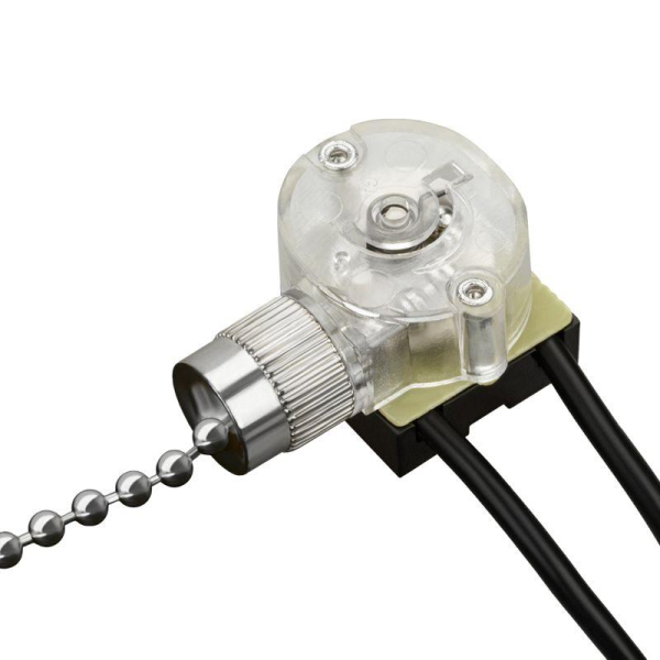 Выключатель для настенного светильника c проводом и деревянным наконечником «Silver», индивидуальная упаковка, 1 шт. REXANT