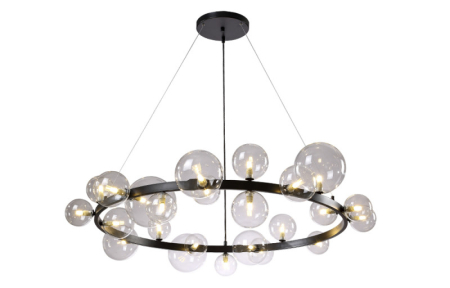 Подвесная люстра Crystal Lux AGATA SP24 V2 BLACK/TRANSPARENTE