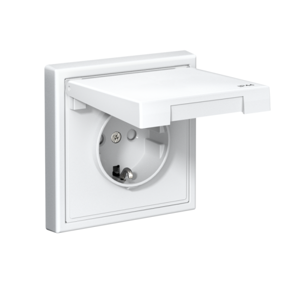 Розетка ArtGallery 16А IP44 с заземл. защ. шторки с крышкой механизм бел. SE GAL440146