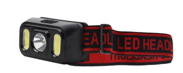 Фонарь аккумуляторный налобный 3.7В XPE+2 x COB 3Вт 5 режимов Type-C бокс LED53417 черн. Camelion 15747