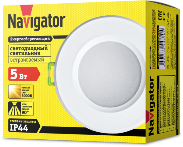 Светильник светодиодный 94 820 NDL-P1-5W-830-WH-LED 5Вт 3000К IP44 (аналог R50 40Вт) Navigator 94820