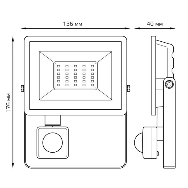 Прожектор светодиодный Elementary 30Вт 6500К IP65 2100лм 175-265В ДО с датчиком движения черн. GAUSS 628511330
