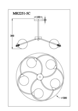 Люстра на штанге MyFar MR2251-5C