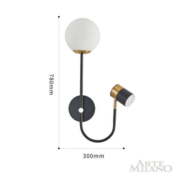 Бра Arte Milano 274802/1+1B BK/GD