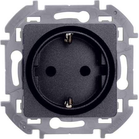 Розетка 1-м СП Inspiria 16А IP20 250В 2P+E защ. шторки немецк. стандарт механизм антрацит IEK 673733