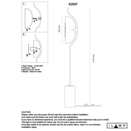 Торшер iLamp 9285F GL SM