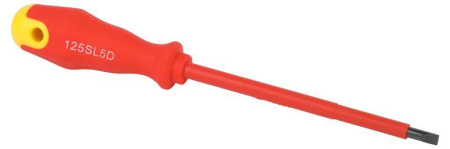 Отвертка SL5х125мм шлицевая диэлектрическая до 1000В двухкомпонентн. рукоятка ЭРА Б0055876
