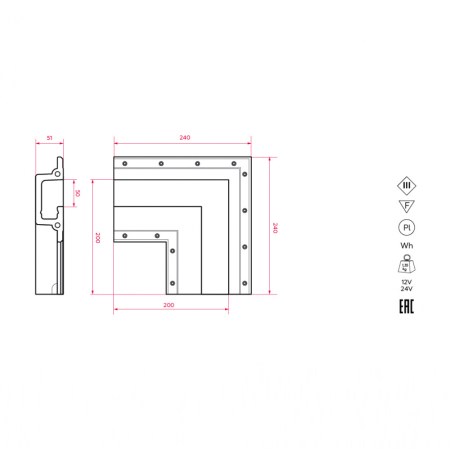 SABER 50.7 Соединительный элемент (внутренний угол 90) для SABER 50