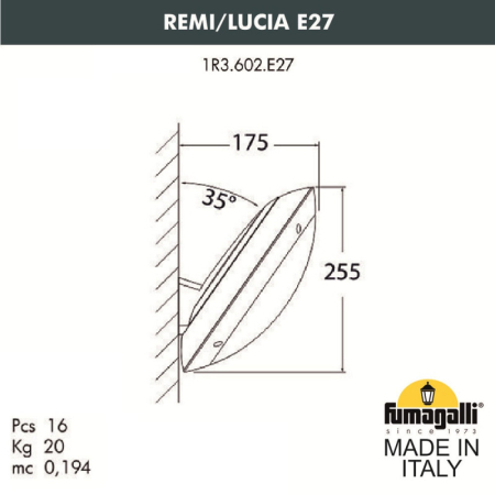 Светильник настенный Fumagalli 1R3.602.000.LYE27