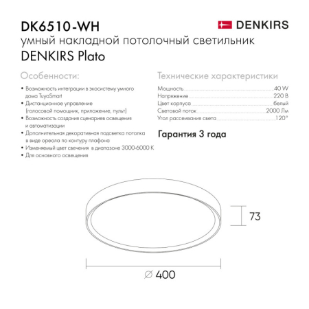 Накладной светильник Denkirs DK6510-WH