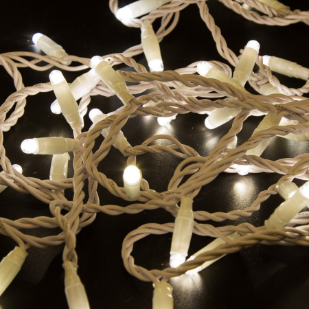 Гирлянда светодиодная Нить 10м 100 LED ТЕПЛЫЙ БЕЛЫЙ белый ПВХ IP65 эффект мерцания 230В соединяется нужен блок 303-500-1 NEON-NIGHT