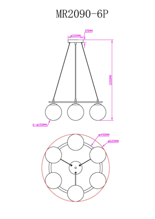 Подвесная люстра MyFar MR2090-6P