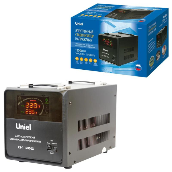 Стабилизатор напряжения RS-1 12000X 12000В.А 1ф релейный напольн. TM Uniel UL-00012861