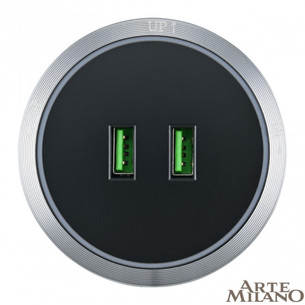 Трековая система розеток Arte Milano 380066TS LED/USBx2 Grey