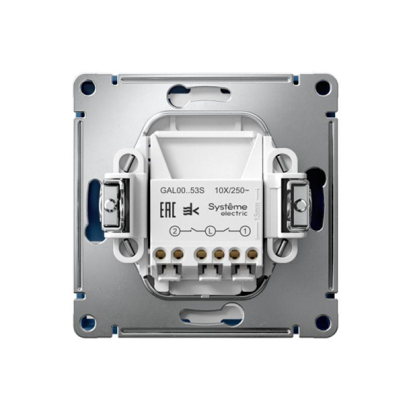 Выключатель 2-кл. ArtGallery (сх. 5а) 10AX с подсветкой быстрозажим. клем. механизм аквамарин SE GAL001153S