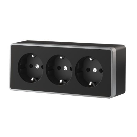 Розетка Werkel W5073134 черный с серебром