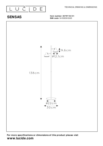 Торшер LUCIDE 30797/02/31