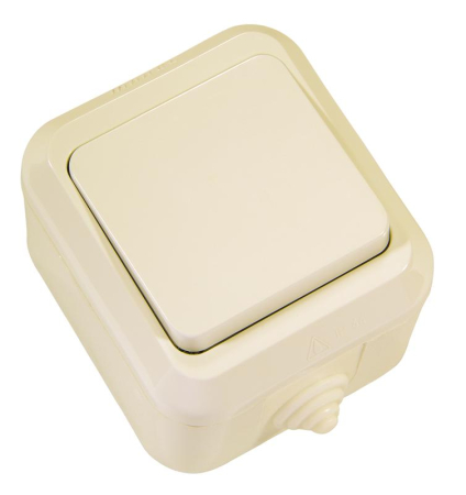 Выключатель проходной IP44 крем. Makel 18205