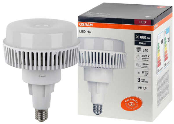 Лампа светодиодная LED HQ Special 160Вт матовая 4000К нейтр. бел. E40 20000лм 220-240В прям. вкл. 220В угол пучка 120град. (замена 400Вт) OSRAM 4058075576735