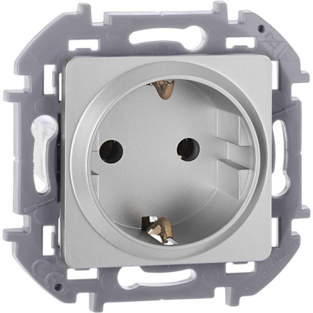 Розетка 1-м СП Inspiria 16А IP20 250В 2P+E немецк. стандарт механизм алюм. IEK 673722