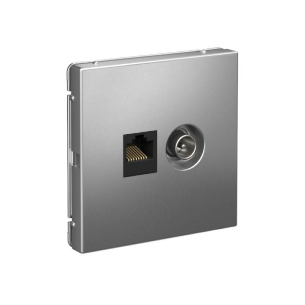 Розетка компьютерная + телевизионная 2-м ArtGallery RJ45 + TV кат.5E сталь SE GAL000989