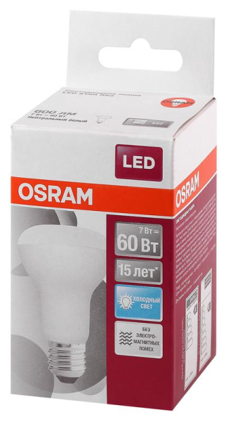 Лампа светодиодная LS R63 60 7W/840 230В FR E27 OSRAM 4058075282650