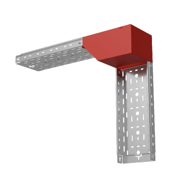 Угол для лотка вертикальный внешний левый с разворотом трассы на 90град. 200х50 сталь 1мм "ПЛЮС" VLPDplus90-50-200-L КМ PL3754