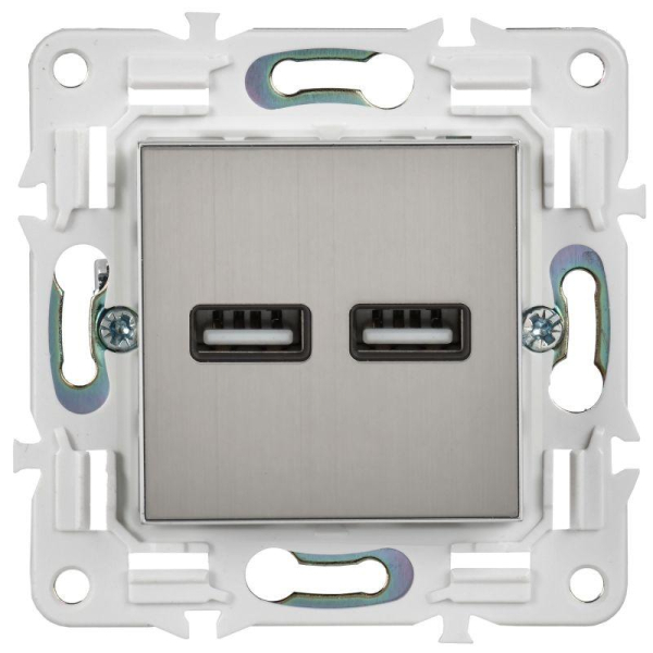 Розетка USB A+A 3.1А SKANDY SK-R15N никель IEK SK-U21-D31-K50
